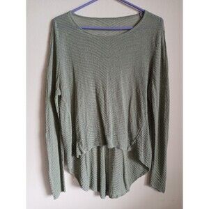 Eileen Fisher Hemp Top Womens  Seafoam Long Sleeve Open Knit Hi-Lo Flowy